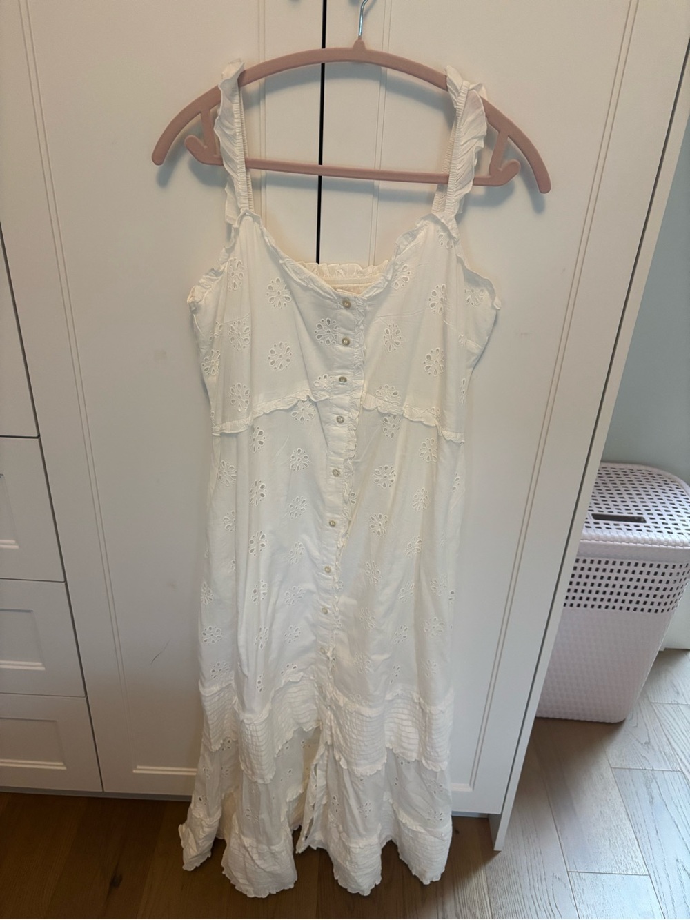 GAP White Eyelet Button-Down Maxi Sundress